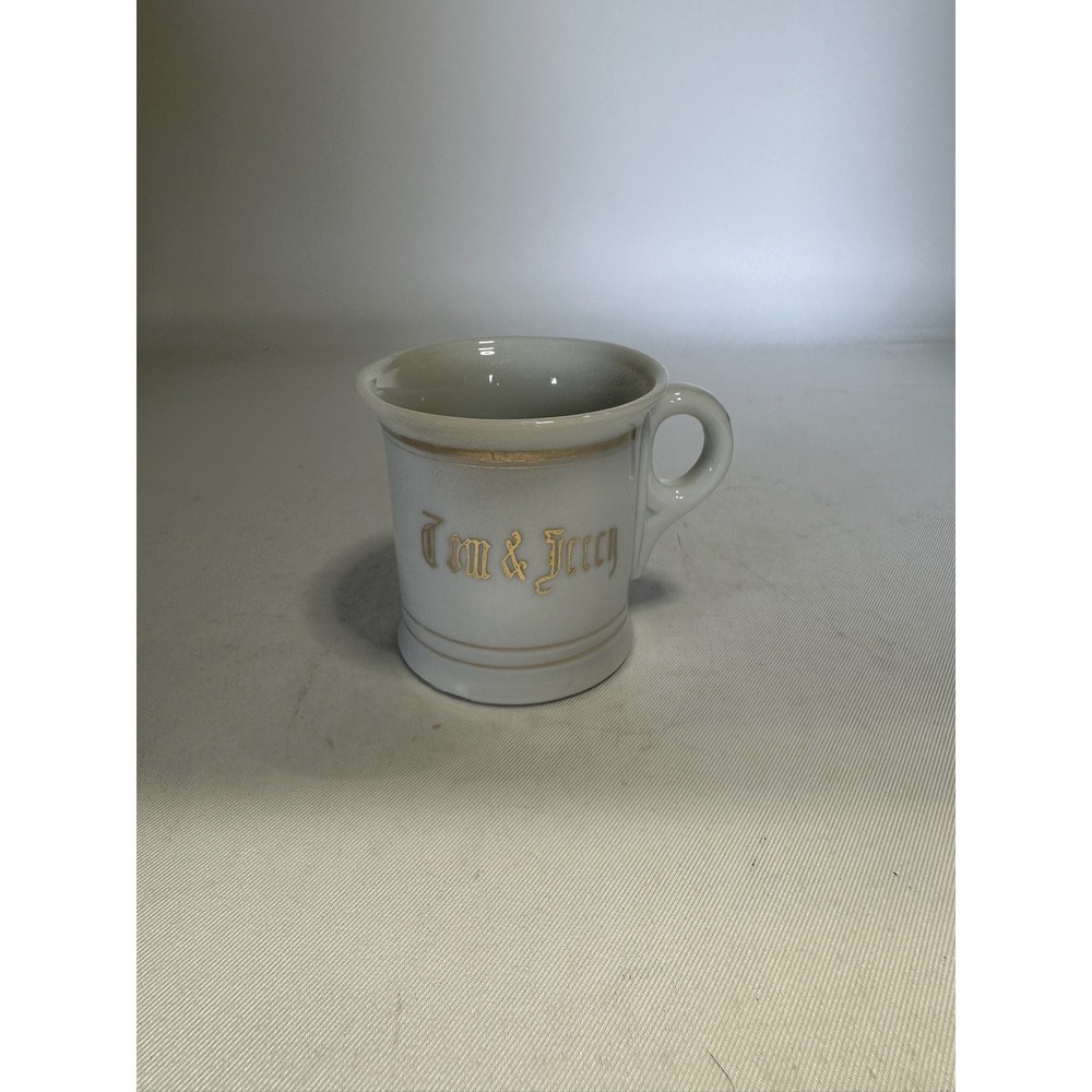 Vintage Ivory Gold Trimmed Tom & Jerry Porcelain 6oz Cup Mug Made in Japan